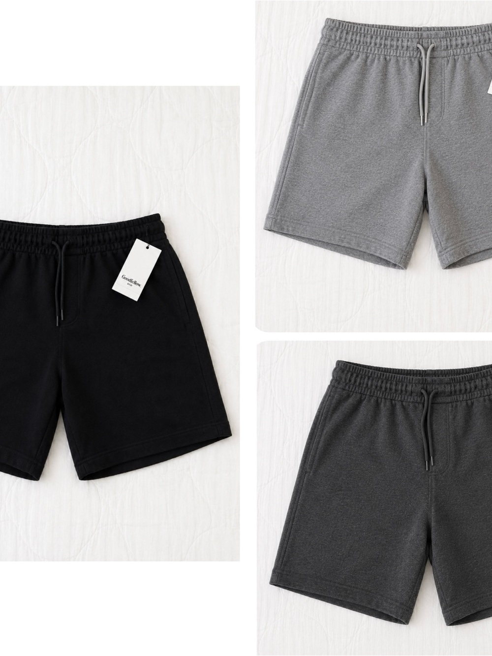 Goodfellow & Co Men's Athletic Shorts - Black, Light Gray, Dark Gray (set of 3)